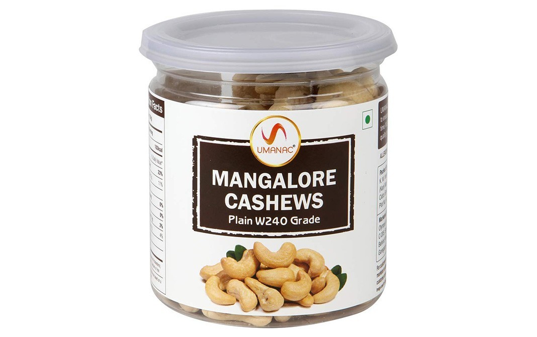 Umanac Mangalore Cashews, Plain W240 Grade   Jar  250 grams